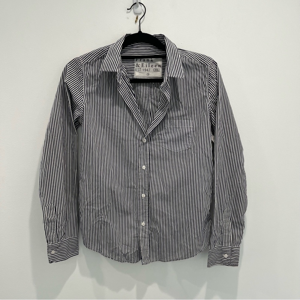 FRANK & EILEEN Super 100s Pinstripe 2-ply Cotton Button Down Shirt | Women’s sm